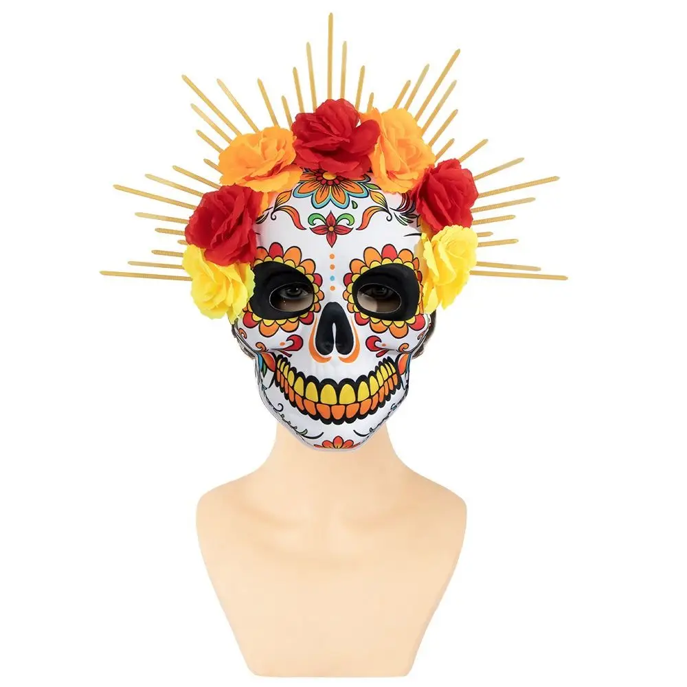 Halloween Mexican Day of The Dead Mask EVA Eye Mask Halloween Party Mask Headwear Three-dimensional Skull Mask