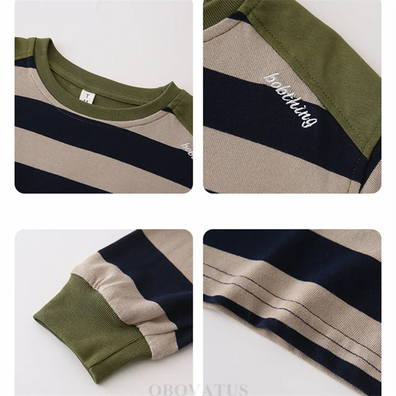 Autumn Family New Matching Set Brothers and Sister Clothes Couple Look Dad Mom Son Long Sleeve Stripe T-shirt Cargo Pants Outfit - Image 4