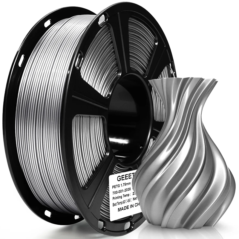 Filament PETG GeeTech, lustre métallique, 1 kg (2,2 lb), 1,75 mm +/- 0,02 mm, filament d'impression 3D, enroulé soigneusement, FDM