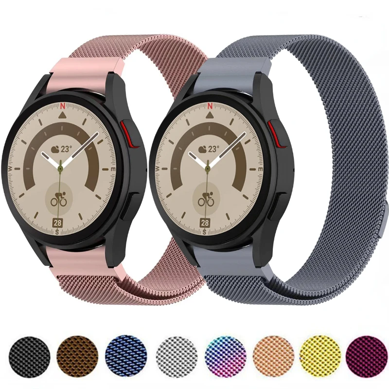 Pulseira Milanese de metal para Samsung Galaxy Watch, pulseira original, pulseira para 7, 6, 5, 4 Classic, 45mm, 44mm, 40mm, 47mm, 42mm, 46mm