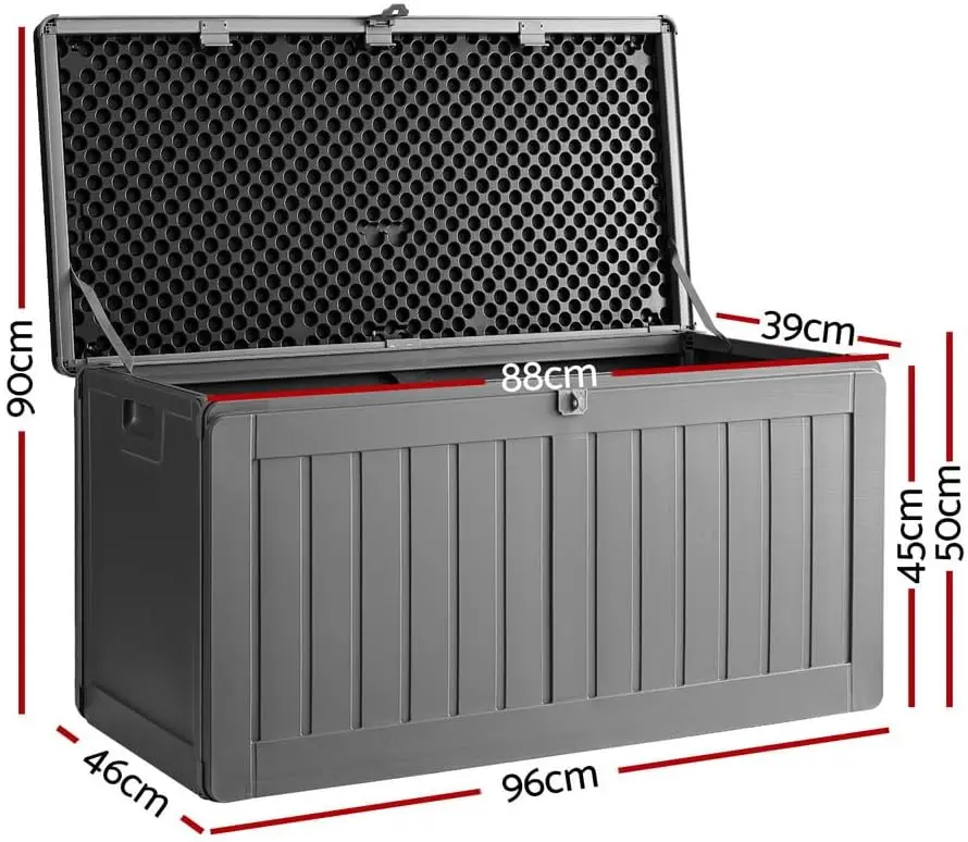 مقعد خزانة حاوية صندوق تخزين خارجي، 190 لتر أداة متوسطة قابلة للقفل لعبة صناديق سطح الصدر حديقة سقيفة تخزين كرسي عثماني S
