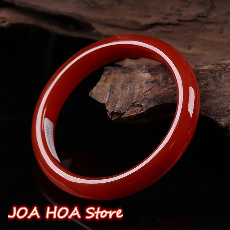 Natural Red Agate Chalcedony Hand Carved Engraved Bangle Ladies Jade Bracelet