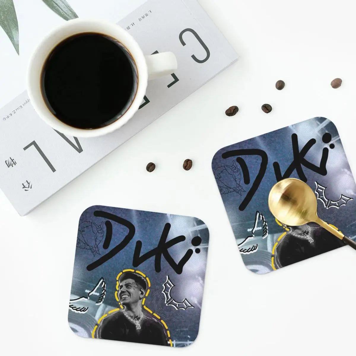 Duki Singer Rapper Accessories Coasters Kitchen Placemats Non-slip Insulation Cup Coffee Mats For Decor Pads Set of 4