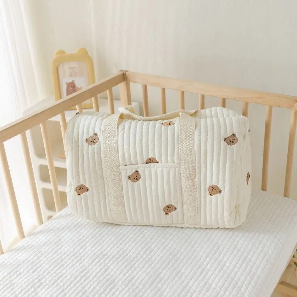 Bolsa de bagagem de viagem de grande capacidade dobrável urso dos desenhos animados portátil duffle saco multifuncional flor doce bonito saco de mamãe