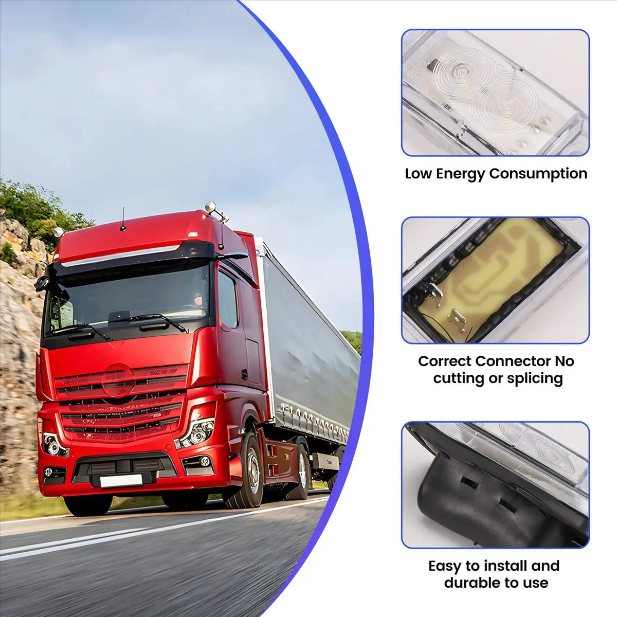 Stable- 4x Front Signal Lamp Cab Roof Marker Lights for Mercedes Benz Actros MP3 Truck 0028200056 1328865 1454669
