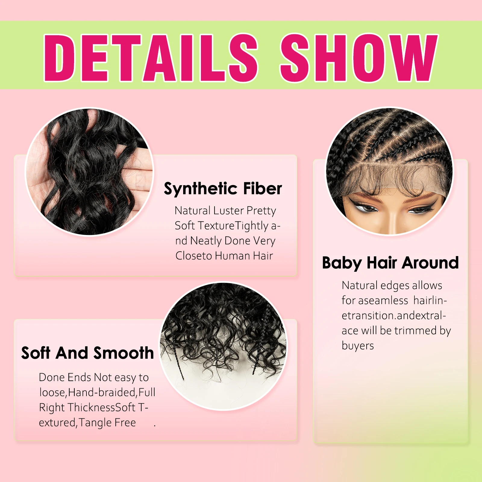 Half Cornrow Braided Curly Hair Wig Transparent 13x6 Lace Frontal Deep Wave Synthetic Hair Wig with Baby Hair Afro Style