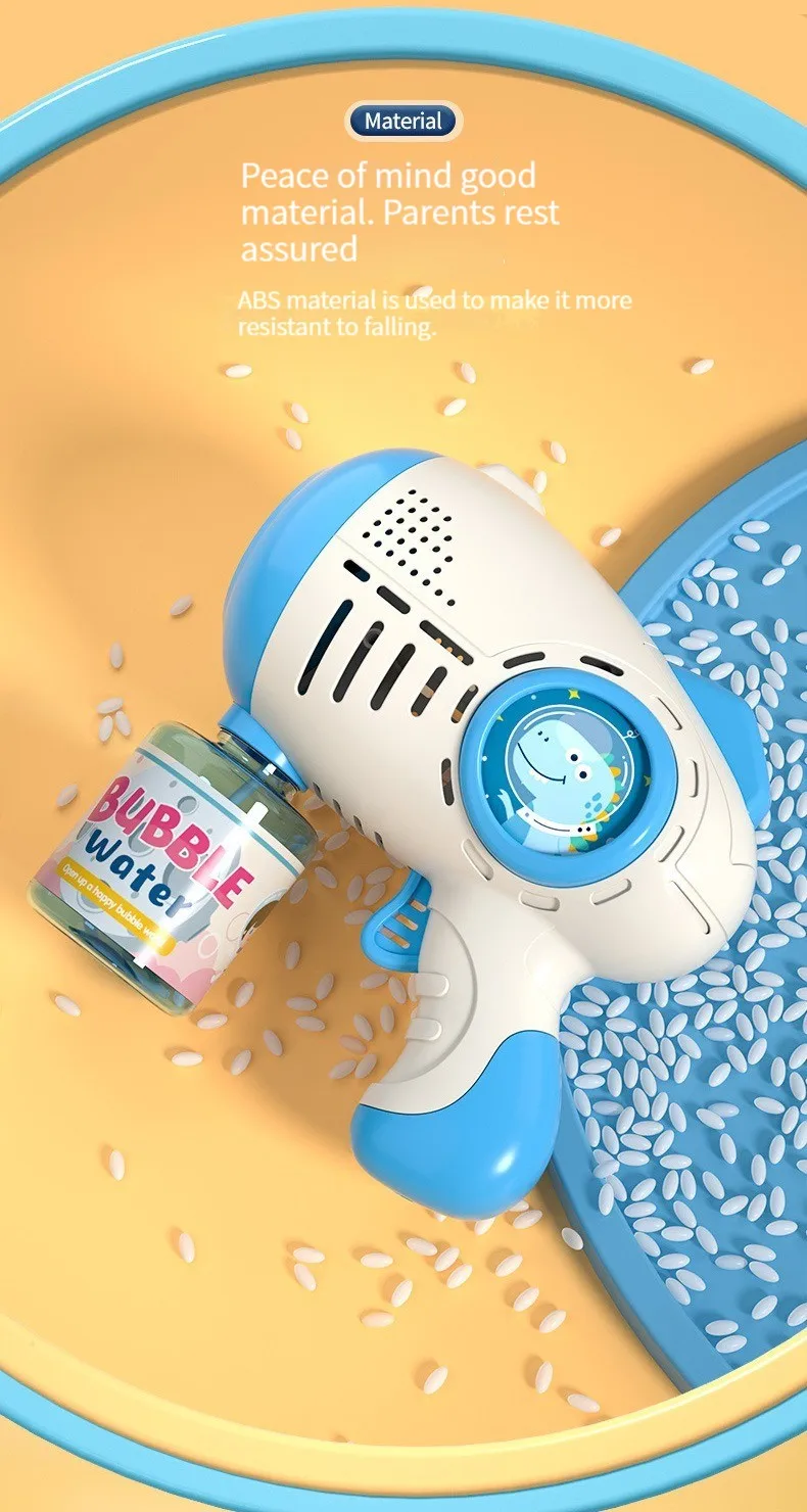 Electric Bubble Machine Flashing Light Music Automatic Bubble Blower Soap water Bubbles Maker Gun for Children Kid Outdoor Toys