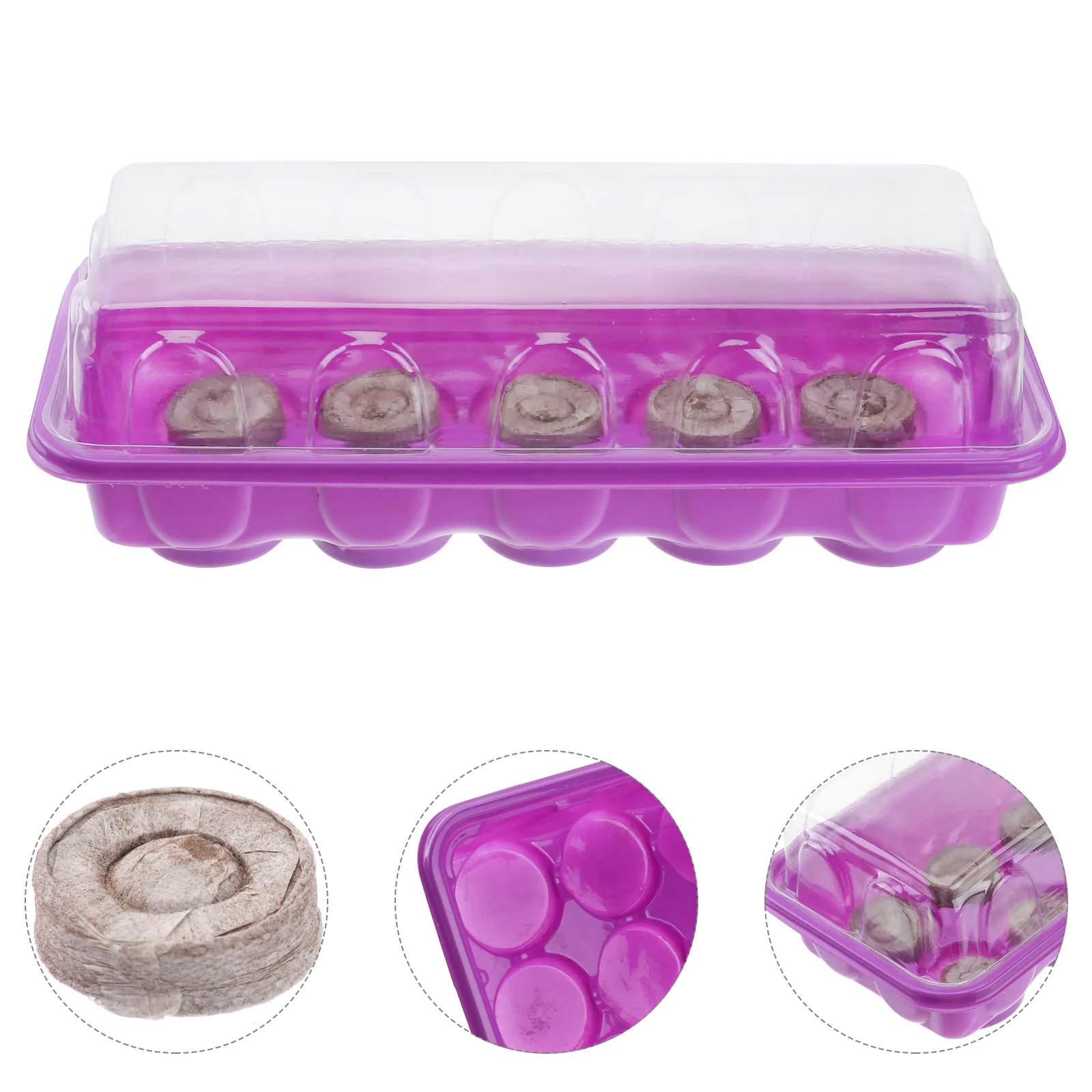 2pcs 10-Holes Tray Set Sprouter Plastic Holder Wheatgrass Grower Vegetable Container (Purple) sprouter tray