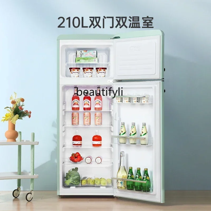 

Z189 YH A01 Винтажная американская мода, двухдверный охлаждаемый замороженный домашний общежитие, аренда небольшого холодильника