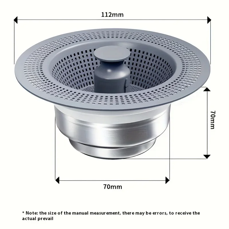 Filtro grande 3 in 1 filtro di scarico per lavello da cucina e tappo Combo filtro a cestello Anti-intasamento cromato con manico pieghevole