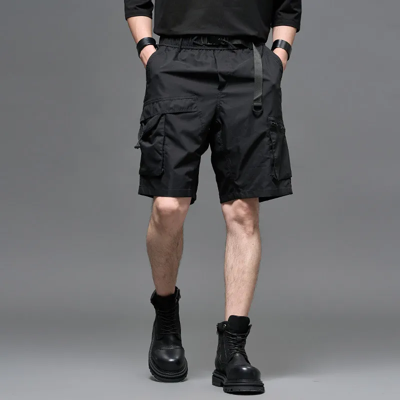 Waterproof Summer Dark Workwear Shorts Multi-Pocket Simple Casual Boys' Cropped Pants