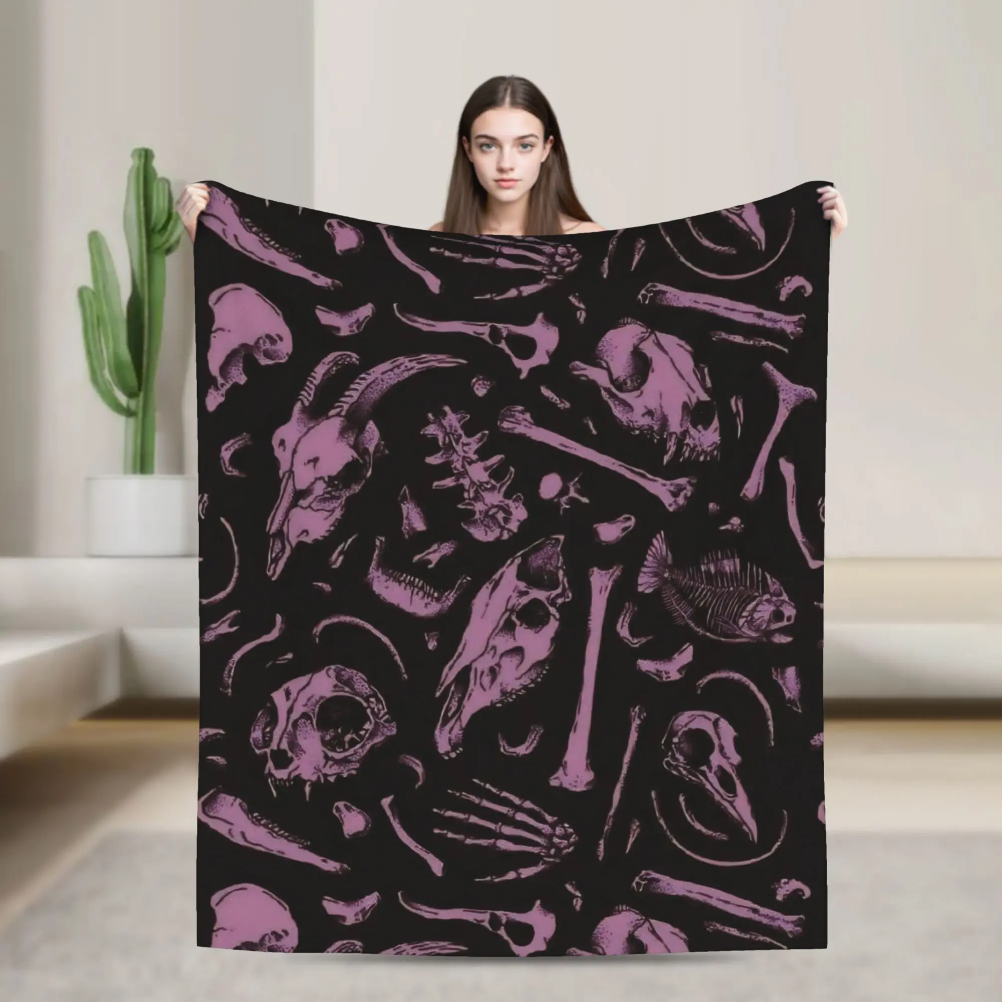 Halloween Gothic Coquette Blankets Goth Coquette Fleece Throw Blankets Summer Air Conditioning Printed Lightweight Bedspreads