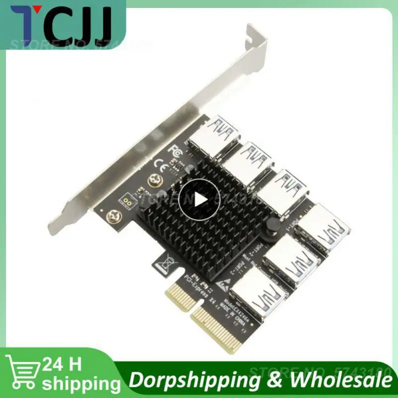 For BTC Mining Miner Pci-e Riser Card Pci-e 4x 1 To 6 Usb 3.0 6 Slots Computer Expansion Card Adapter Pc Gamer Accessories