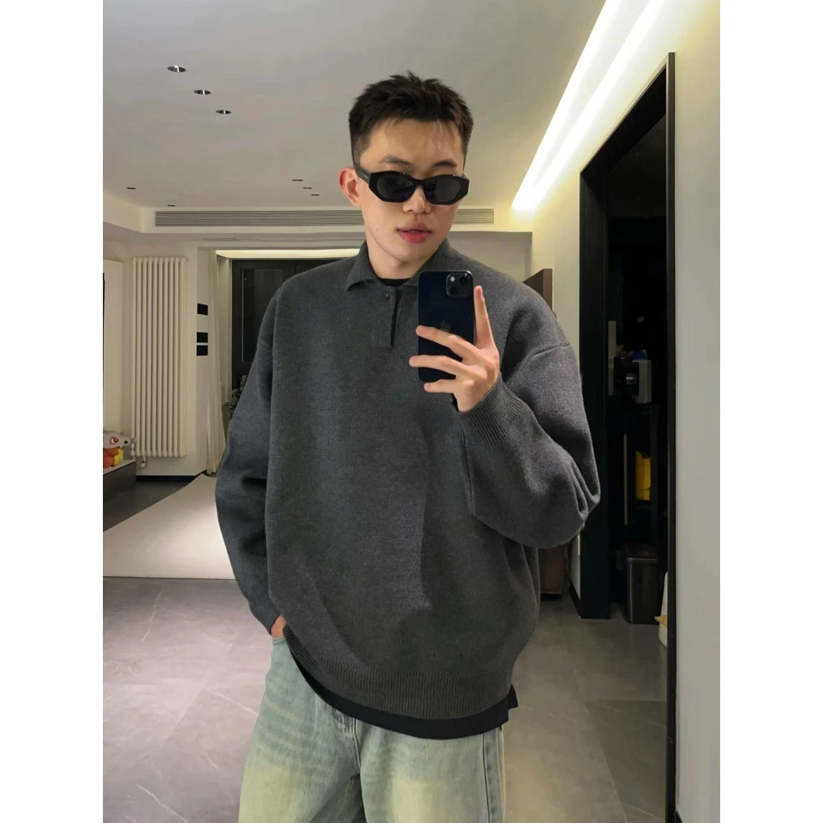 

Men's Ne Knitwear Outerwear Pure Color American Sle Versatile Comfortable Autumn Winter Casual Zipper Closure Soft P...