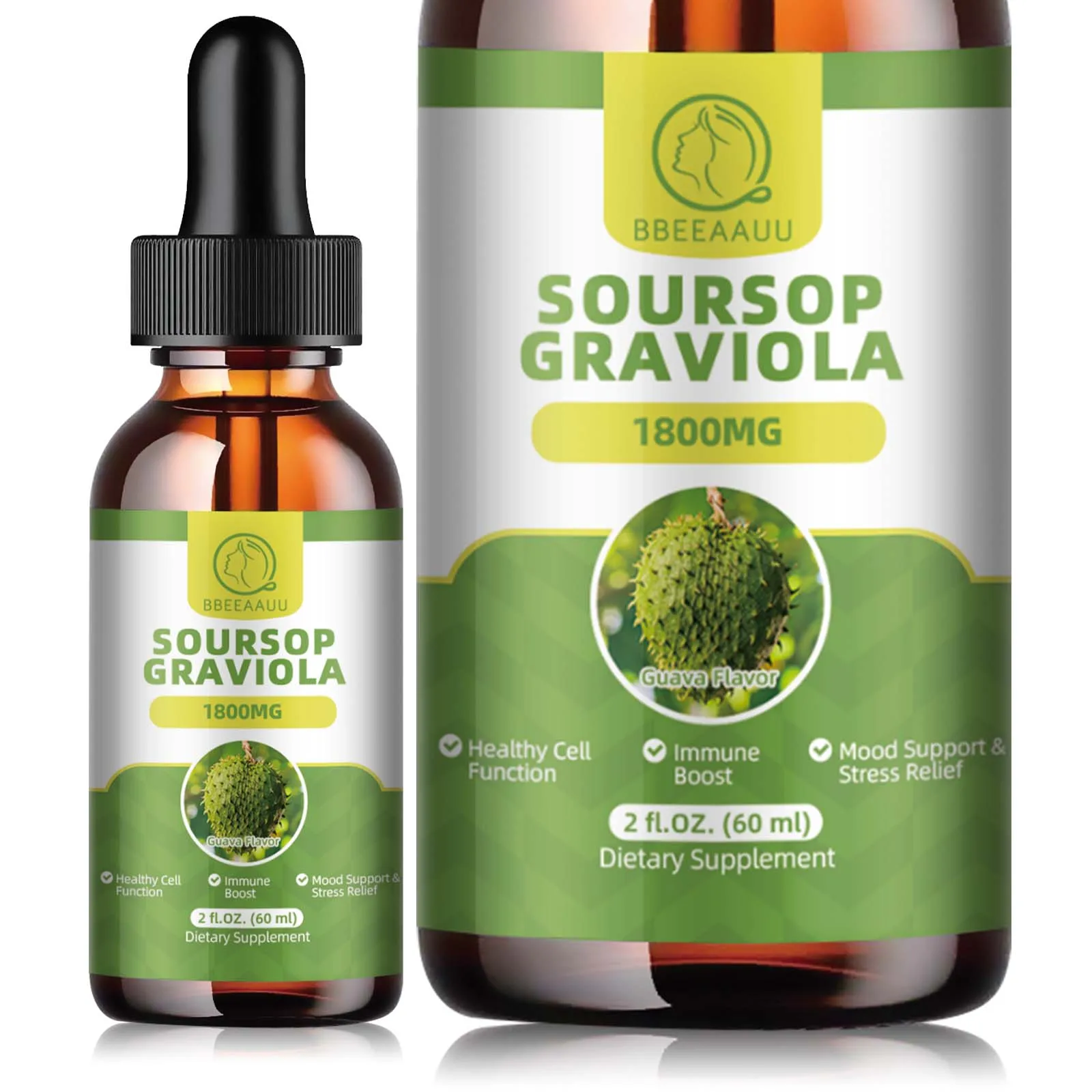 

BBEEAAUU Organic 1800mg Graviola Drop for Gut & Digestive Well-Being-Vegan ANTI-AGING & SKIN HEALTH BOOST IMMUNITY