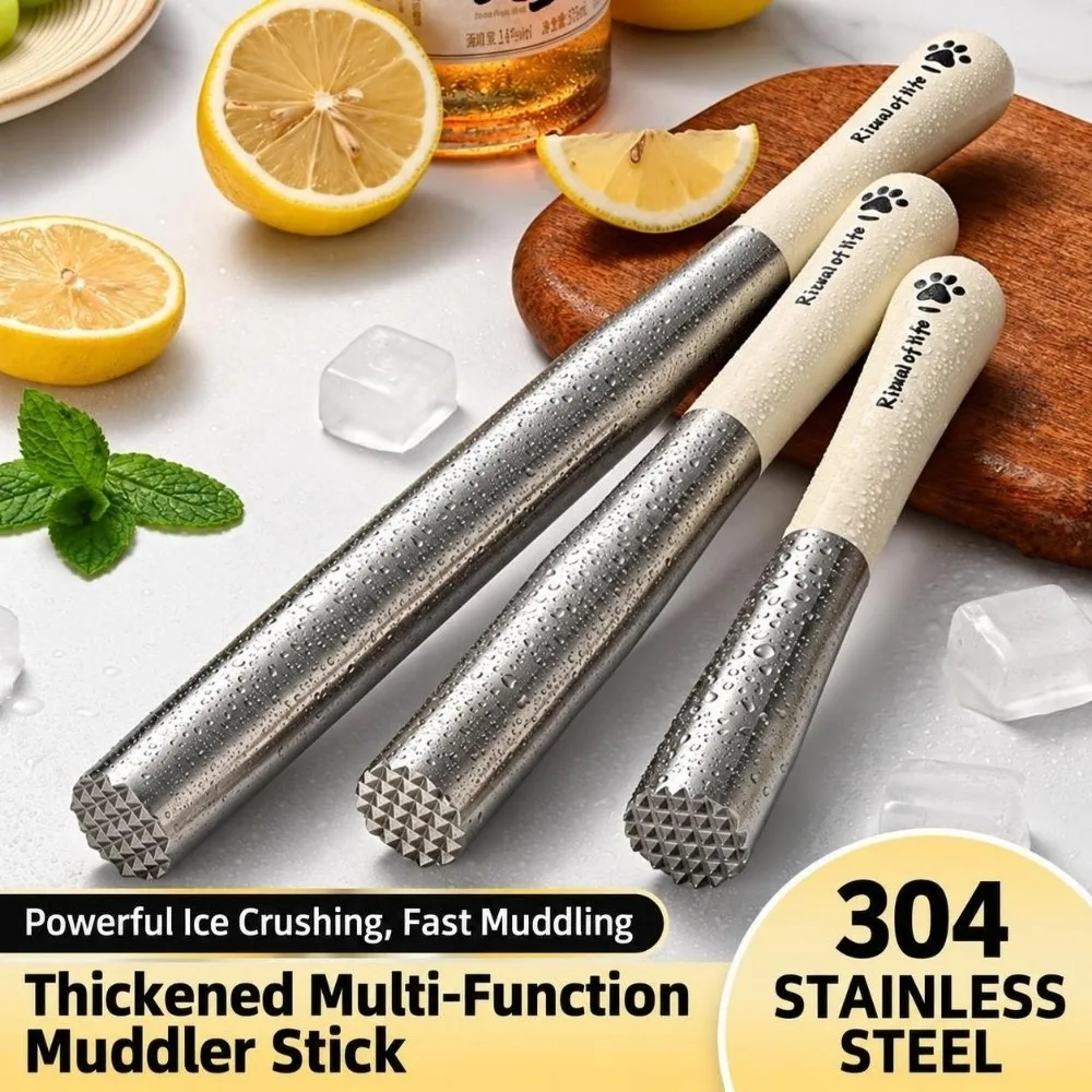 Puree Making Stainless Steel Fruit Muddler Food Grade Heavy Duty Lemon Hammer Manual Durable Bar Muddler Lemon Tea