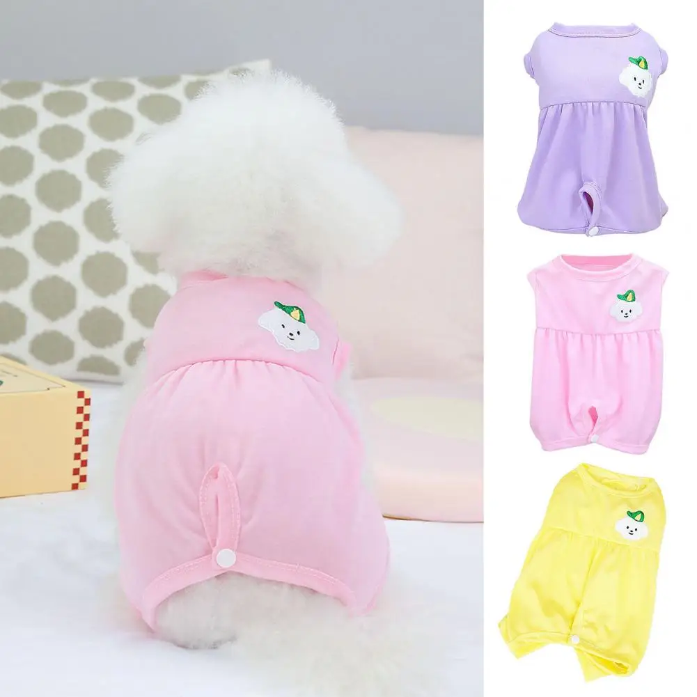 Comfortable Pet Sterilization Suit Button Closure Anti-lick Breathable Pet Post Surgery Shirt