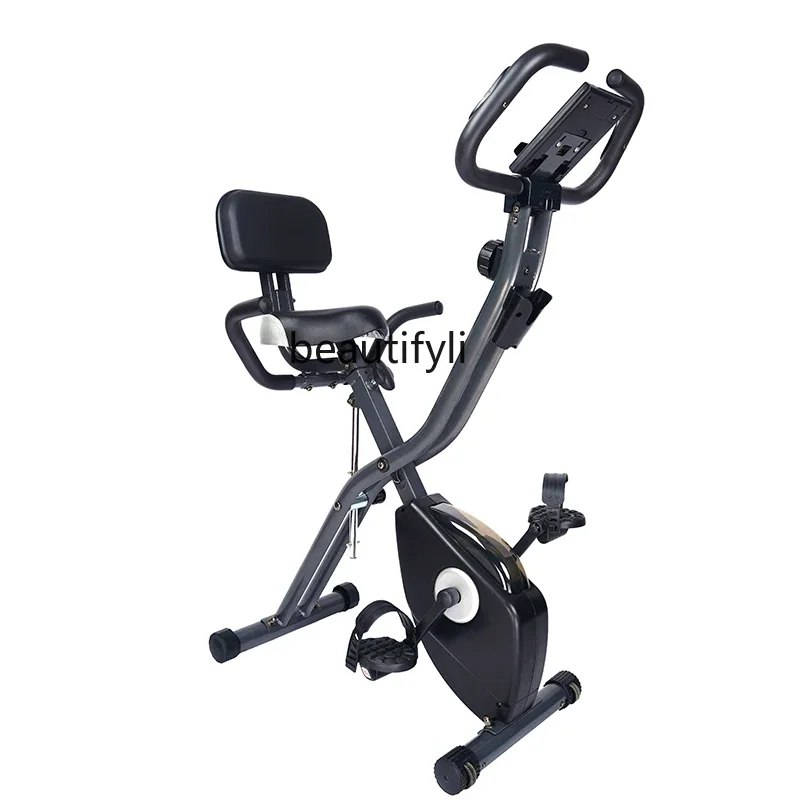 Foldable family exercise bike, magnetically controlled silent pedal, indoor sports equipment