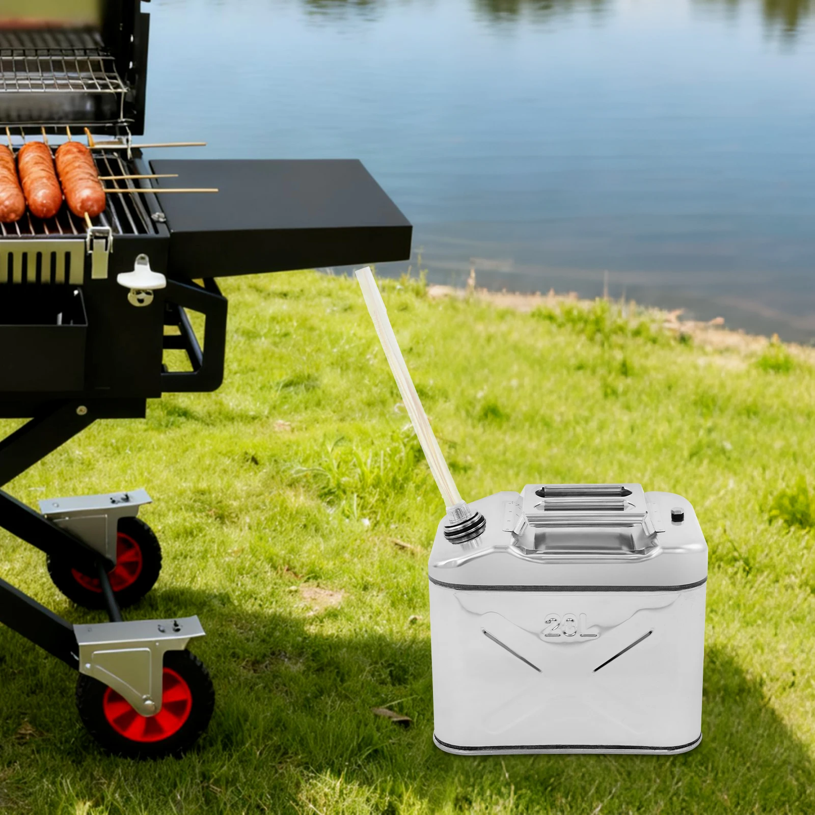 

Банка для воды на 5 галлонов, банка из нержавеющей стали 304 емкостью 20 л, металлическая банка для кемпинга с предохранительным клапаном для воды, масла, топлива