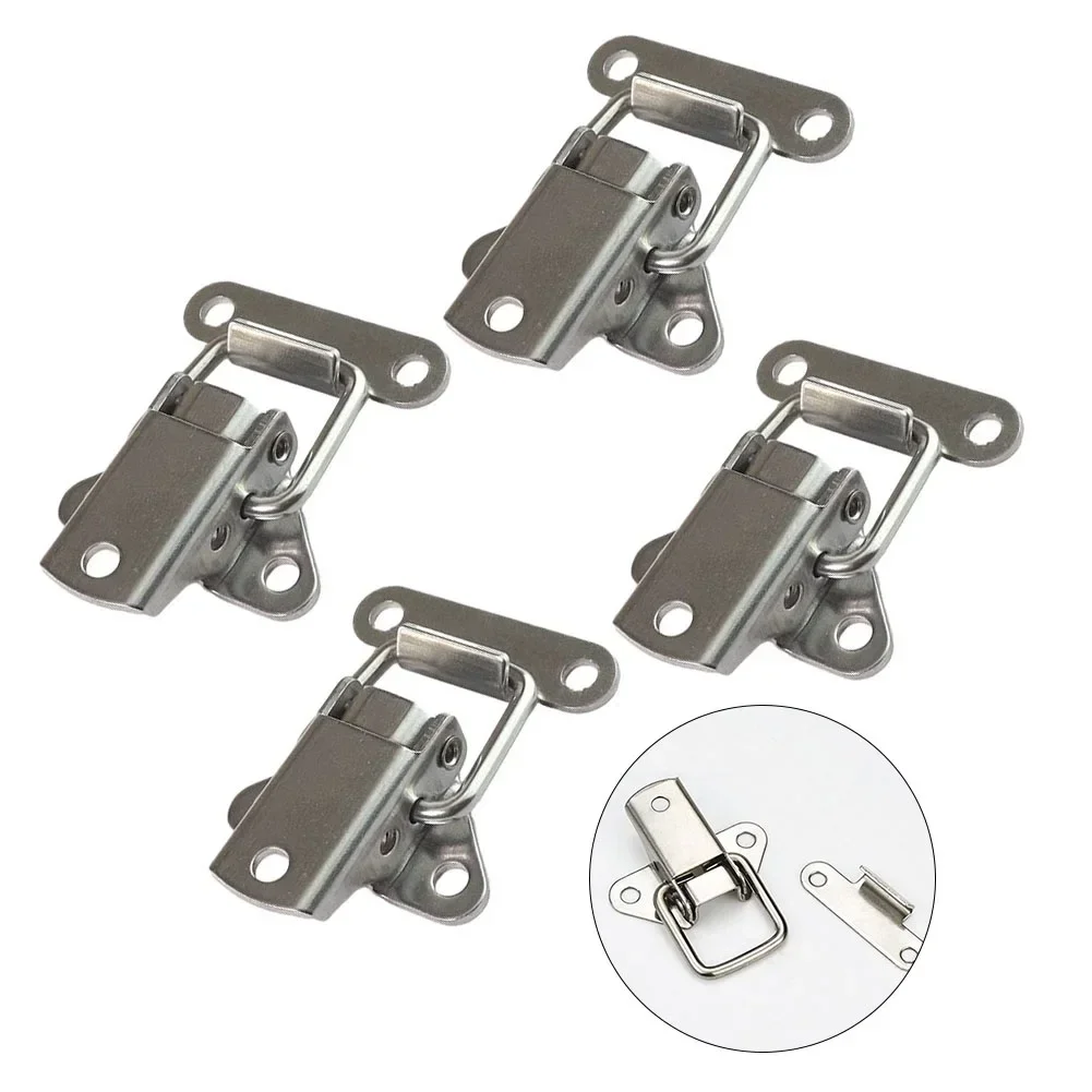 4*Stainless Steel Cabinet Latch Hasp Toolbox Toggle Lock Hasp Toggle Latch Mini Clamps Box Clasp Buckle Trunk Latch Catches