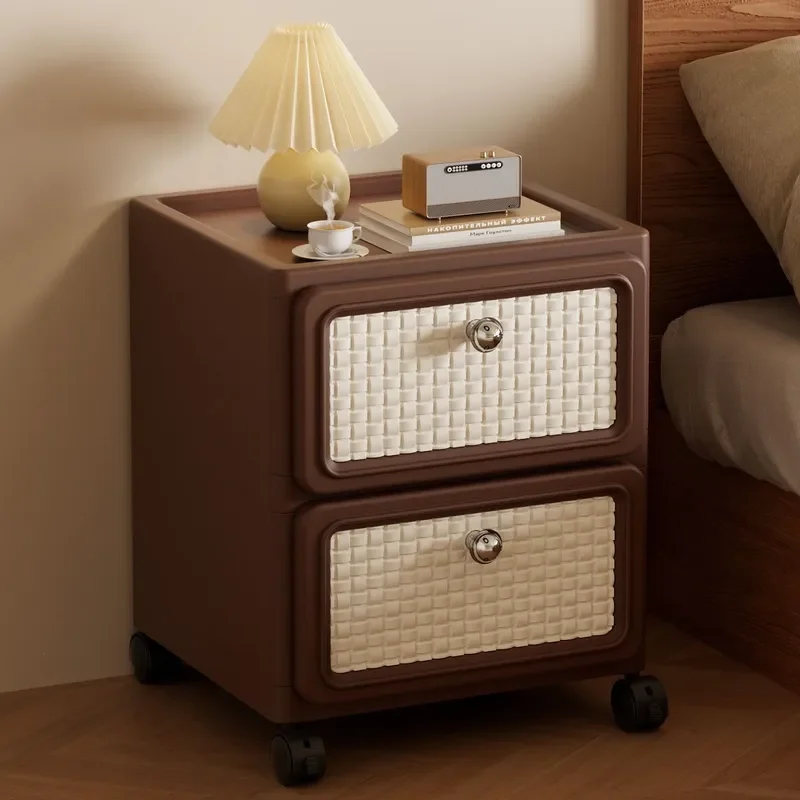 Minimalist Wooden Nightstand with Drawers Multi Tier Bedroom Storage Rack for Snacks and Essentials Compact Side Table