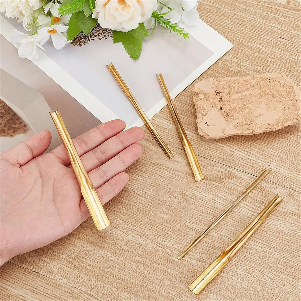5 Pieces Gold Brass Clay Hole Cutter Sculpture Ceramic Tools Brass Hole Cutter brass