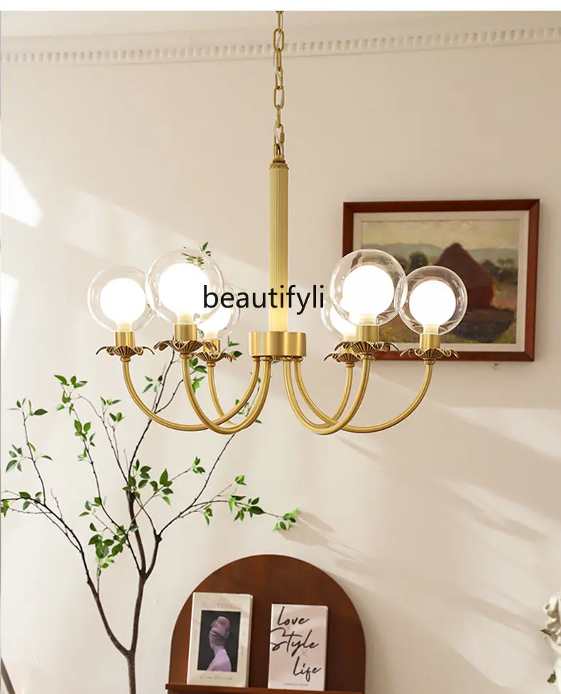 

American Light Luxury Copper Bedroom Chandelier Simple Atmosphere Room Dining Room/Living Room Lamps