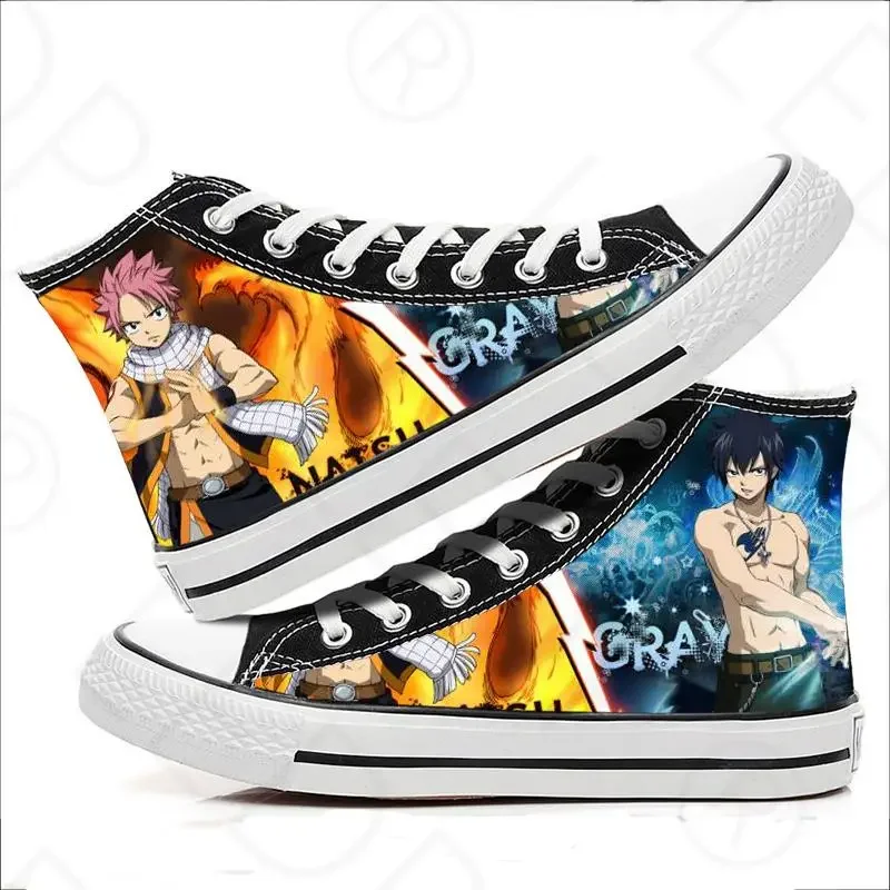 Anime Fairy Tail  Print Canvas Shoes Etherious • Natsu • Dragneel Cosplay Costume High Top Sneakers Casual Shoes Fashion