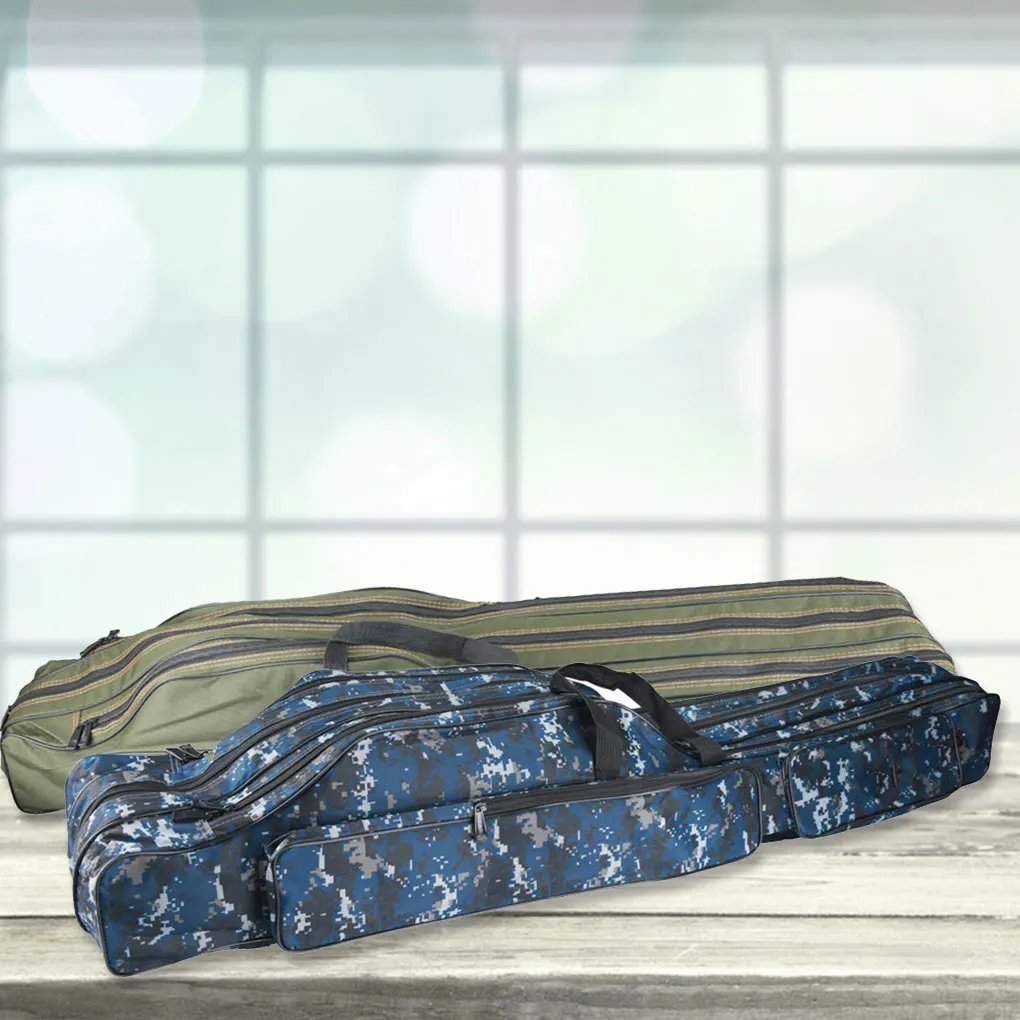 

2 Layer Folding Fishing Tackle Bag Fishing Rod Reel Bag Pole Carry Case Foldable Storage Bag