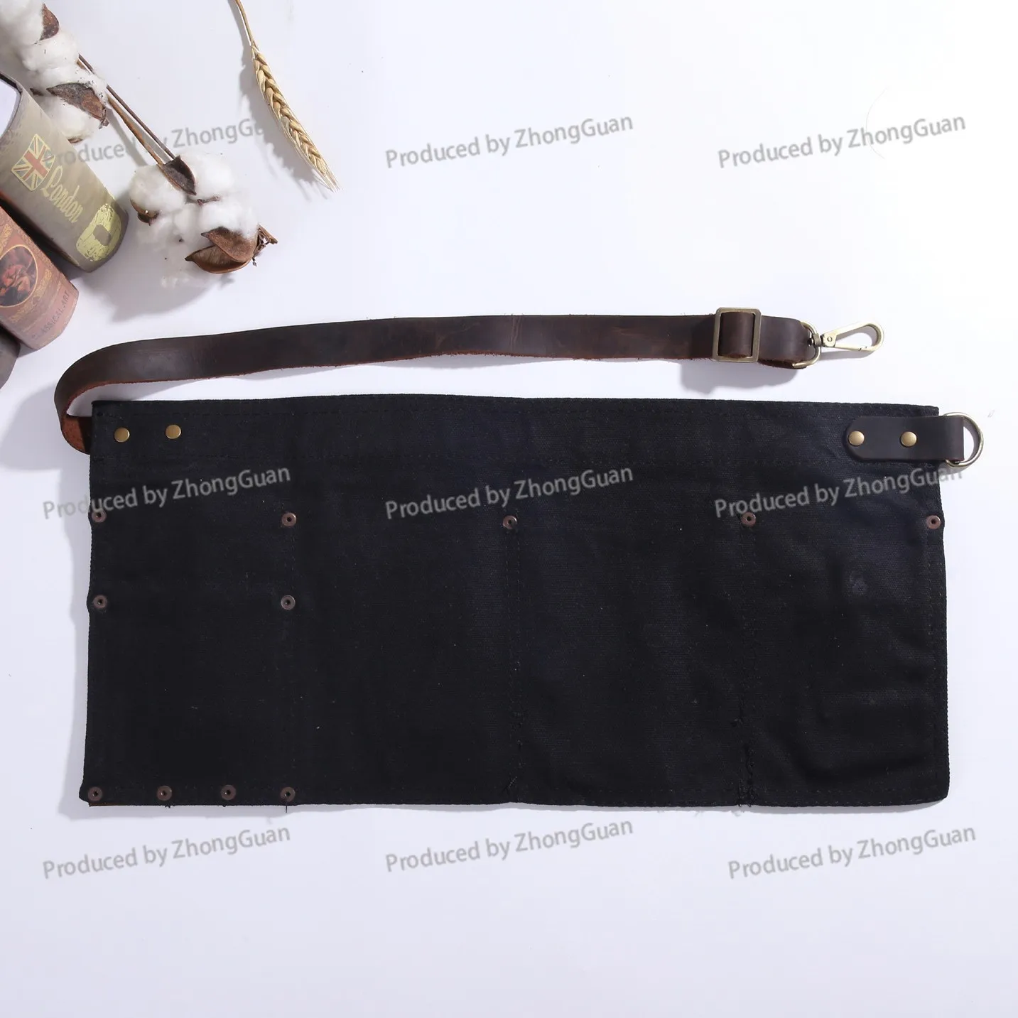Oil Wax Multi-color First Layer Crazy Horse Leather Tool Hairdressing Apron Waist Half Work Apron