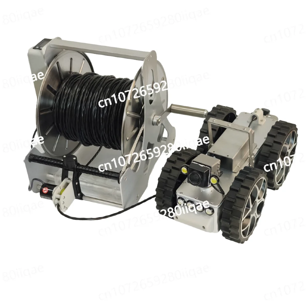 CCTV 30cm Pipe Inspection Tracked Robot Camera IP68 Waterproof 200m Cable Large Sewer Application Software Count Length