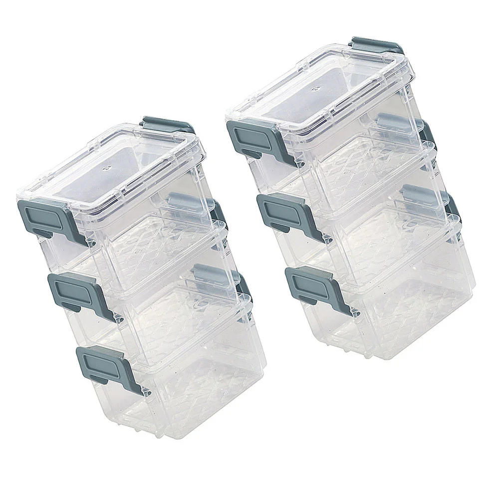 6 Pcs Transparent Storage Box Bins Plastic Jewelry Container Sundries Organizer Desk Case Desktop Travel