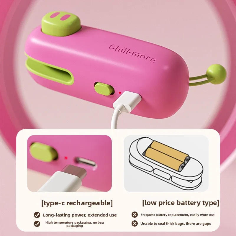 Dopamine Cartoon Cute Mini Heat Sealing Machine, Packaging Sealing Machine, Food Bag, Heat Sealing Plastic Bag