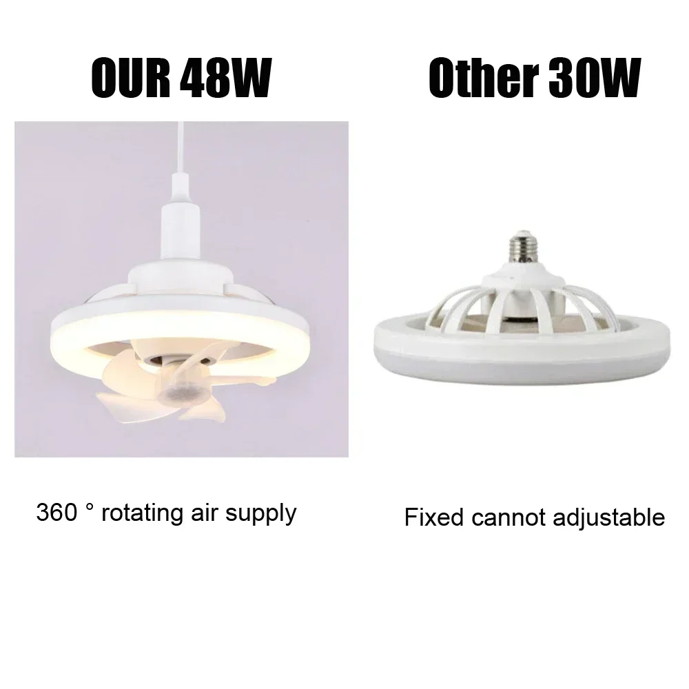 60W Ceiling Fan E27 With Led Light And Remote Control 360 ° Rotation Cooling Electric fan Lamp Chandelier For Room Home Decor