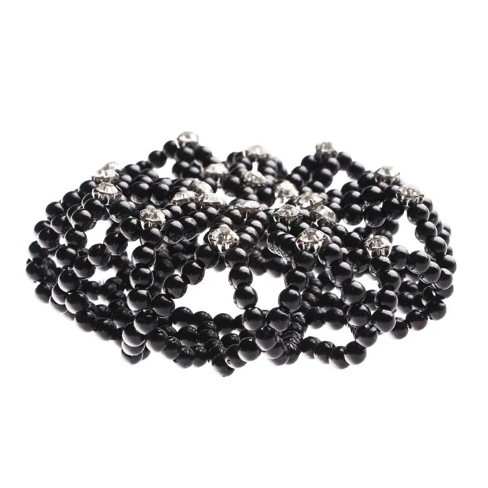 اللف السيدات الرقص مطاطا سنود الكروشيه باليه كعكة الشعر لؤلؤة شبكات الشعر كعكة صافي أغطية الرأس #6