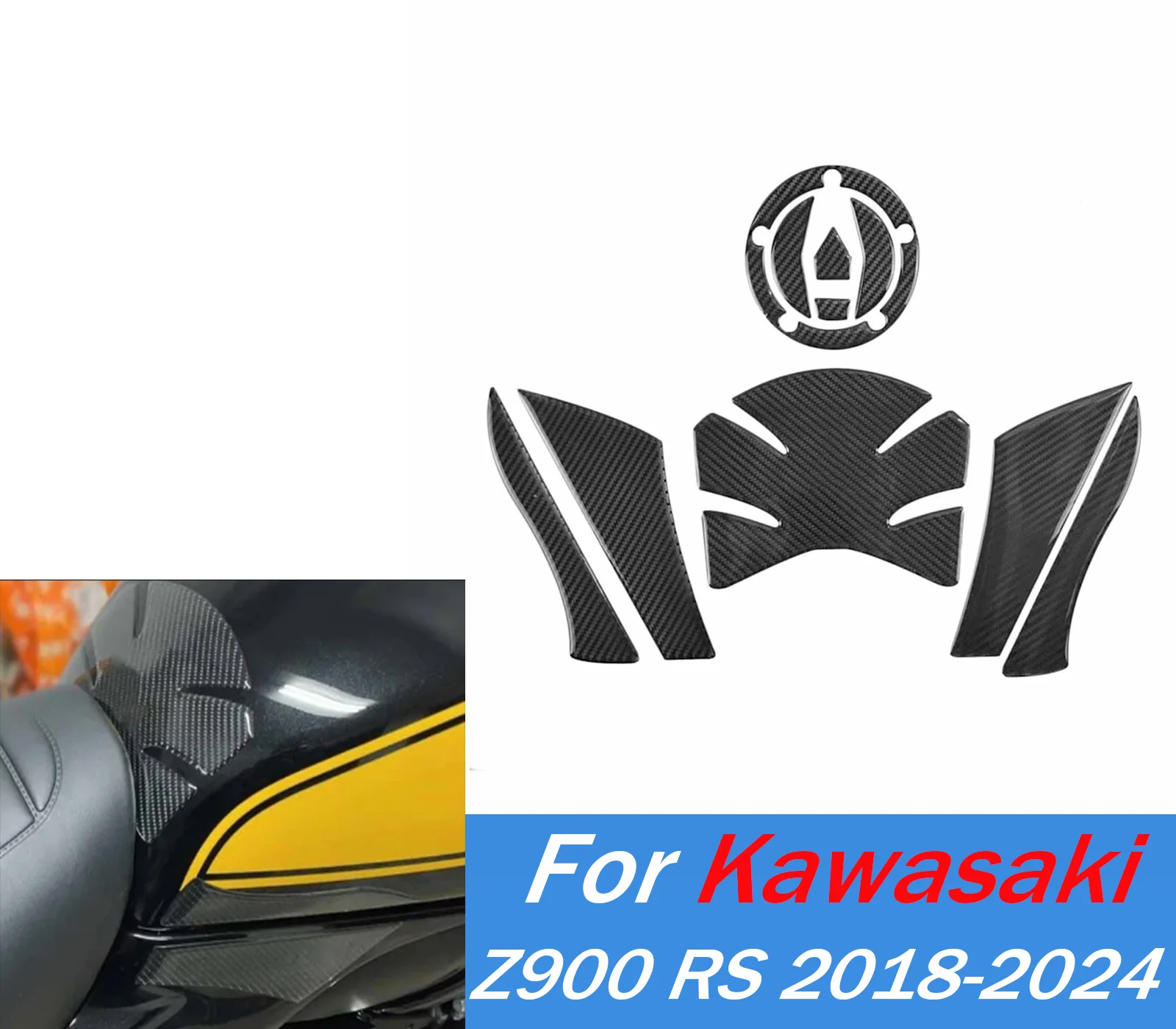 

﻿ Motorcycle Tank Pad Stickers Gas Protector For Kawasaki Z900 RS Z 900RS 2018-2024 Scratch Resistant Stickers Accessories ﻿