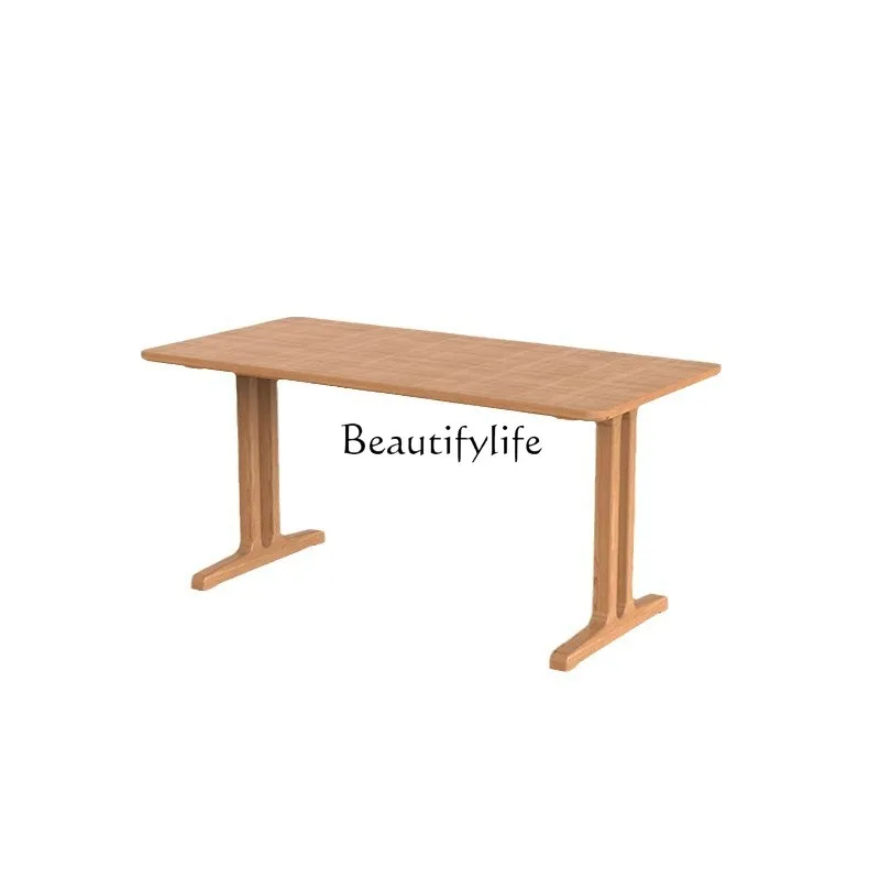 

Nordic style long desk workbench all solid wood cherry wood dining table