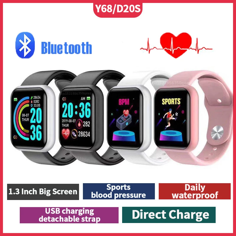 

Custom Dial Smartwatch Men Women Distance Information Sports Bracelet Y68 Smart Watch Electronic Waterproof Watches Luxury Clock