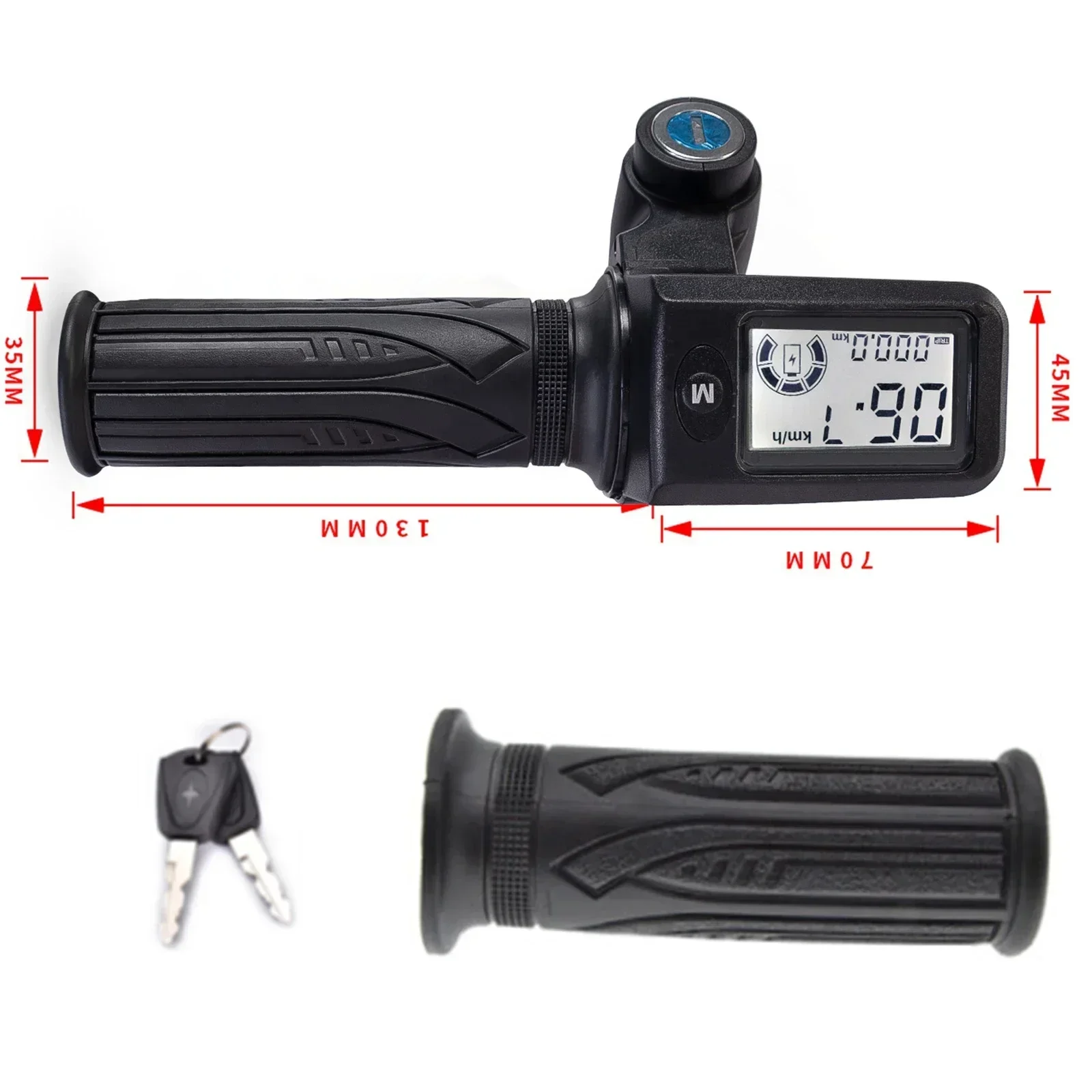 Garden Outdoor Handlebar Grip ABS + Rubber Accessories Black Mileage Parts Power Replacement Voltage Tricycles