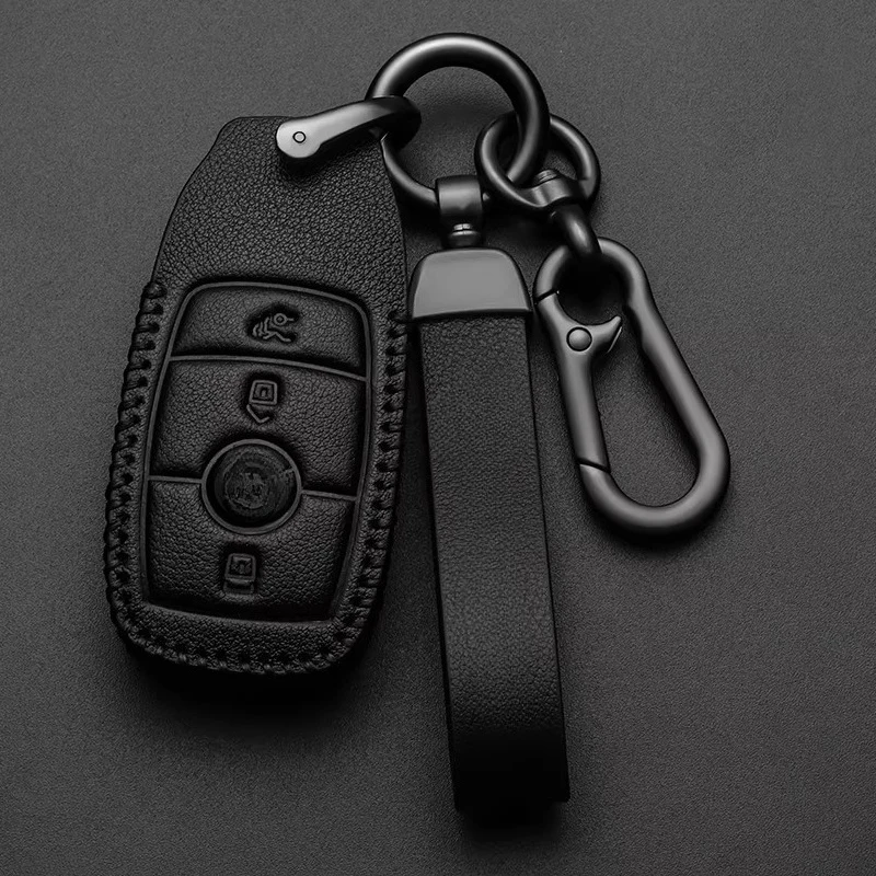 For Mercedes-Benz E300L GLE350 C260L GLB220 GLA200 GLC300 Key Case Genuine Leather Metal Key Fob Cover Shell 2026