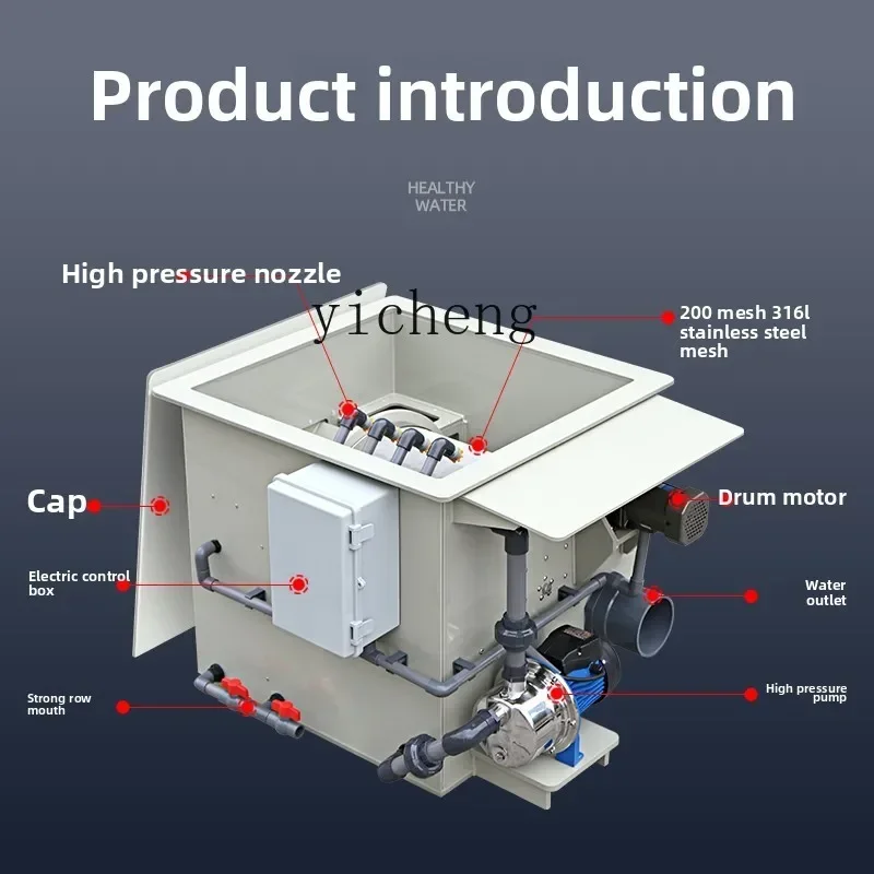 Microfiltration Machine High Density Aquaculture Filtration System Fish Pond Automatic Backwashing Sewage