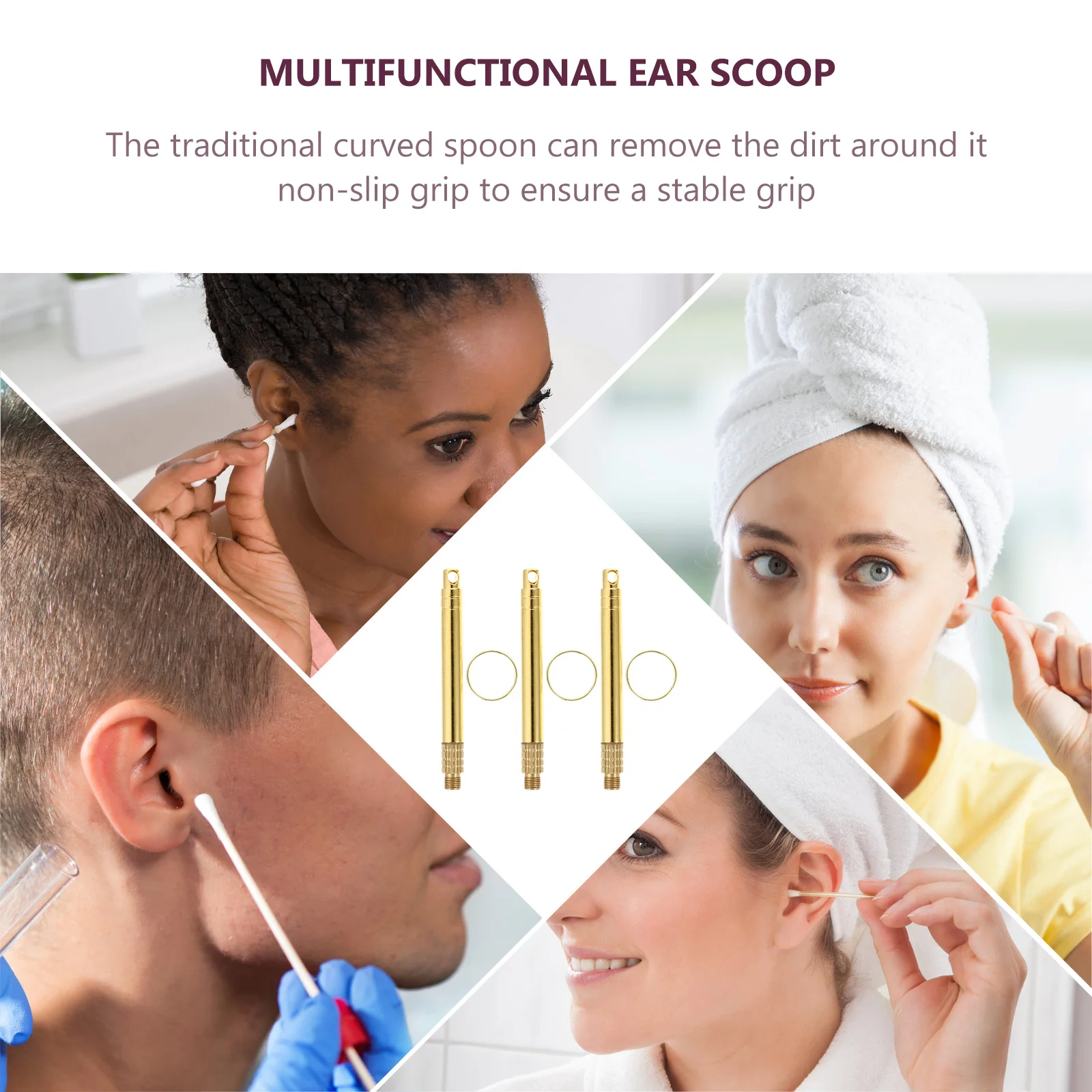 

3 шт. латунные инструменты для ушей, полированный гладкий набор для чистки ушной серы, прочный портативный набор для ухода за ушами, набор для удаления ушной серы