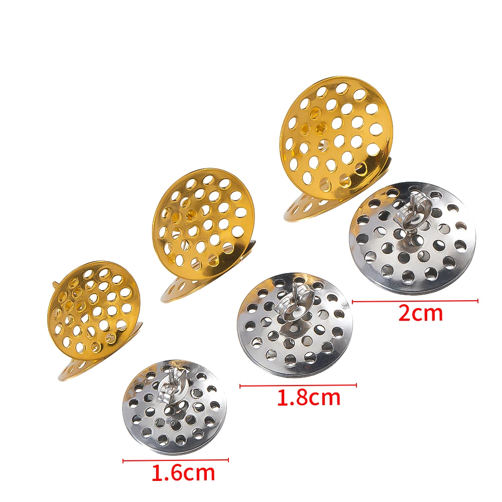 10pcs stainless steel mesh hole earrings disc earring holder for diy ladies fashion earrings