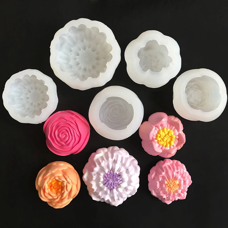 Simulation Lotus Candle Silicone Mold Blossom Flower Soap Fragrance Ornaments Making Chocolate Cake Decoration Baking Mould