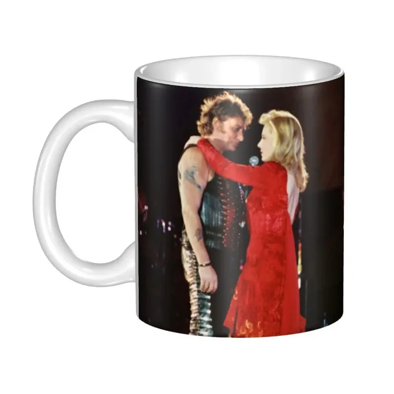 

DIY Johnny Hallyday And Audrey Dana Ceramic Mug Personalized French France Singer Coffee Cups Creative Present
