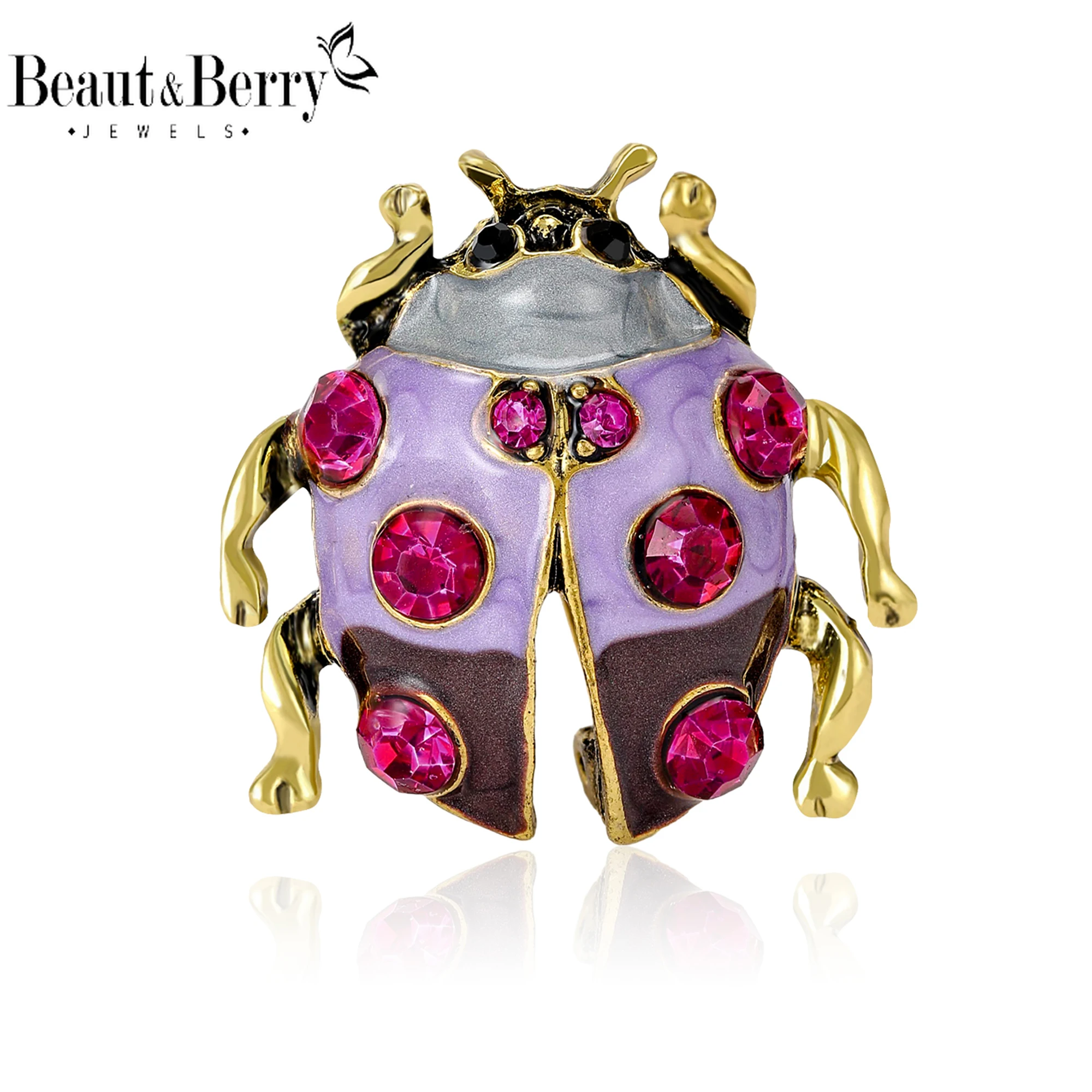 Beaut&Berry Classic Rhinestone Beetle Brooches for Women Insect Pins Friends Party Gifts Jewellery Accessories