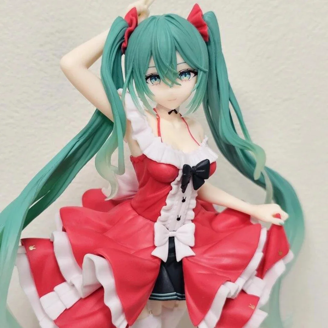 ตุ๊กตาขยับแขนขาได้ Hatsune Miku แท้18ซม. โมเดล Hatsune แฟชั่น Lolita PVC ของขวัญของเล่นเครื่องประดับตั้งโต๊ะสาวงาม