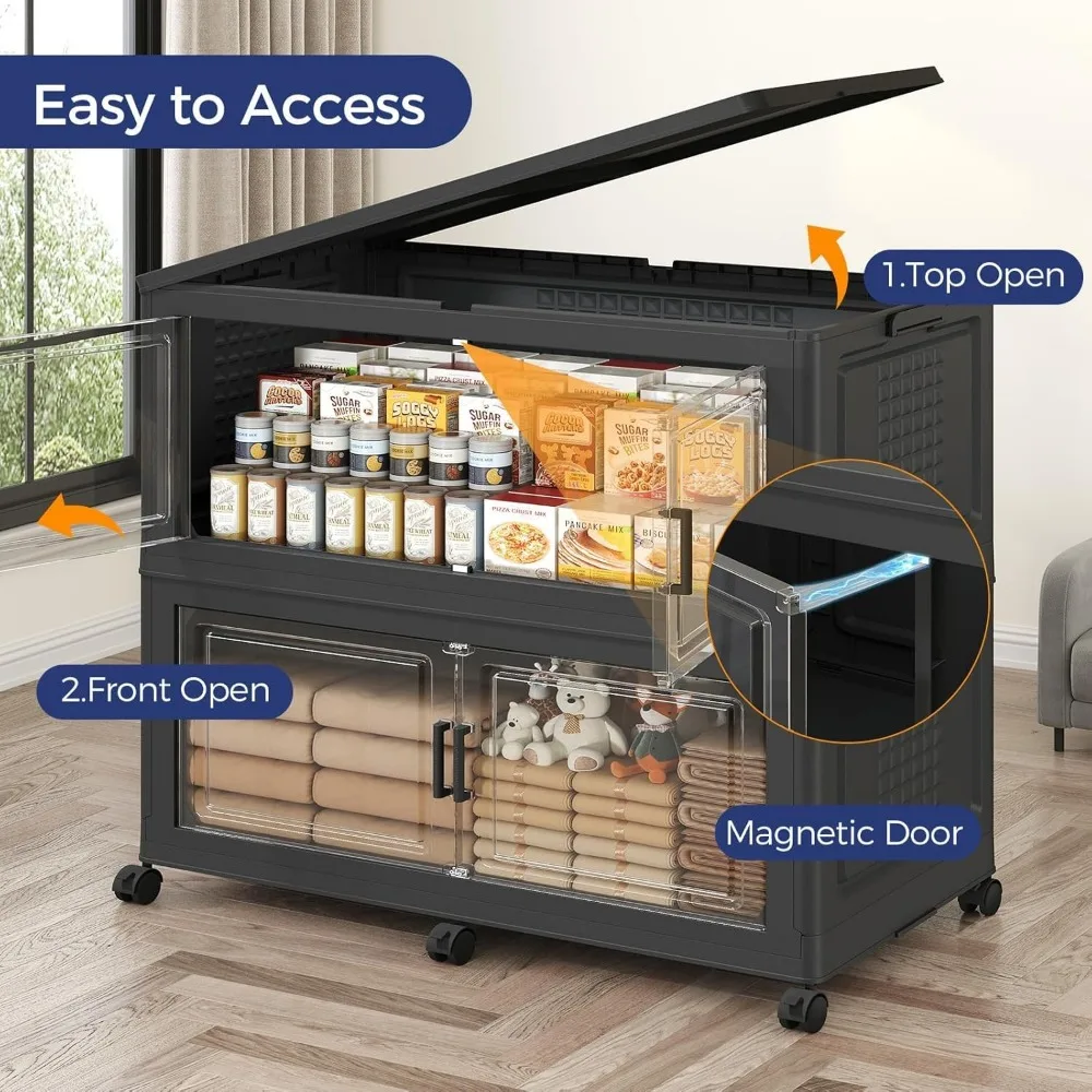 صناديق تخزين كبيرة جدًا سعة 200 جالون مع أغطية، ومنظمات وأدراج خزانة سعة 800 لترًا، وصناديق تخزين قابلة للطي على Wh