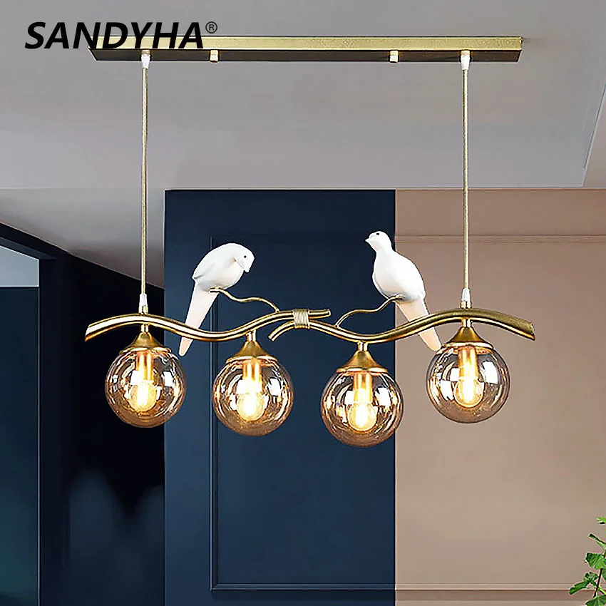 

SANDYHA Modern Nordic Bird Chandeliers Simple Dining Room Decoration Home Lamp Indoor Pendant Lighting Hanging Lamps for Ceiling