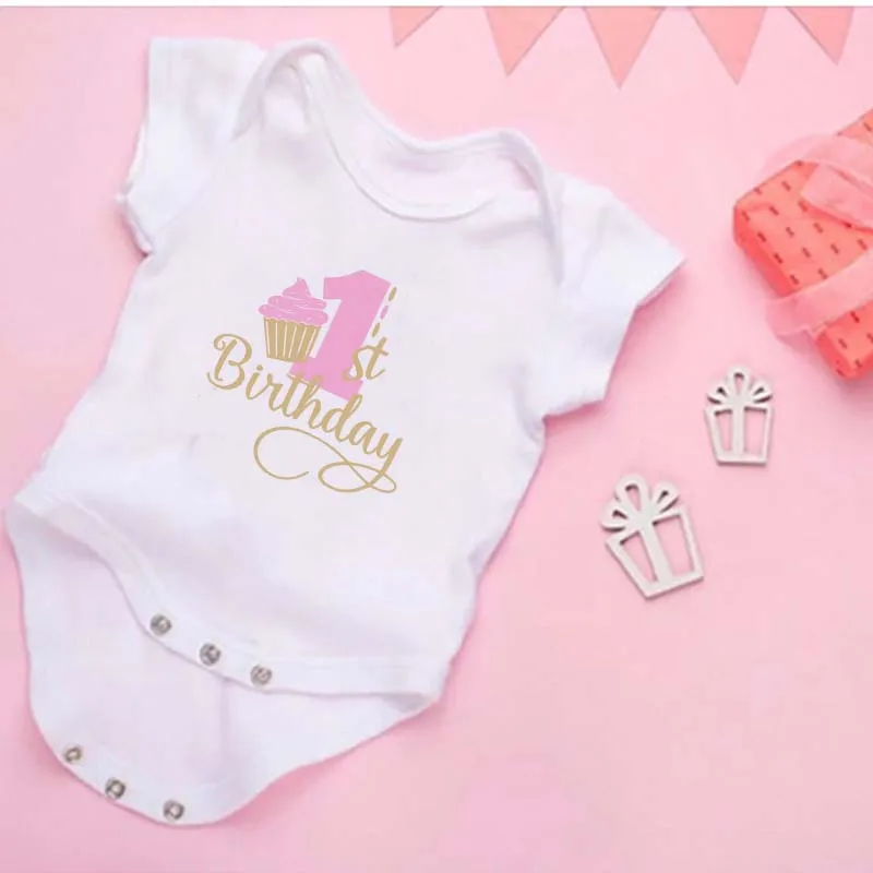 My 1st Birthday Newborn Summer Romper Infant Body Toddler Short Princess Sleeve Jumpsuit Baby Girl Birthday Party Outfit Clothes